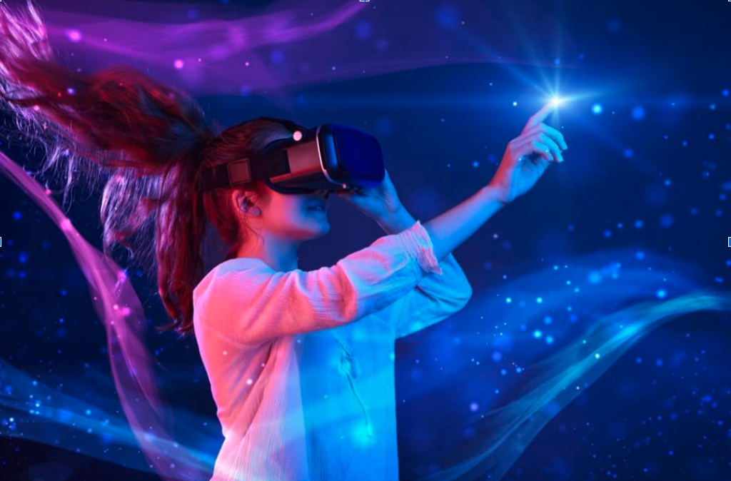 A woman using a vr headset representing the vr trends in 2023