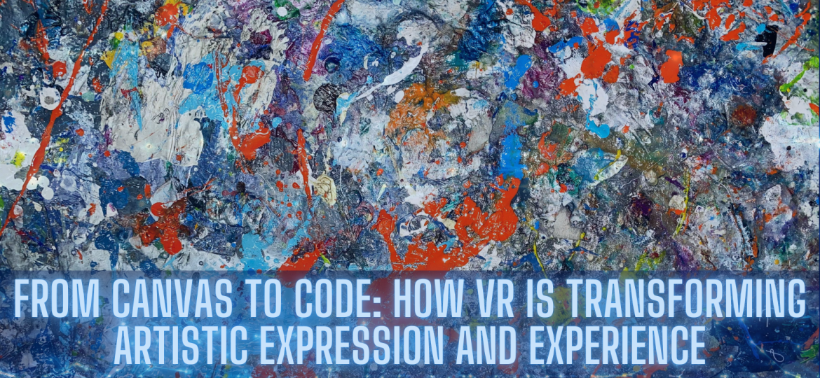 An image of an abstract artwork fading into a tech background representing vr in art