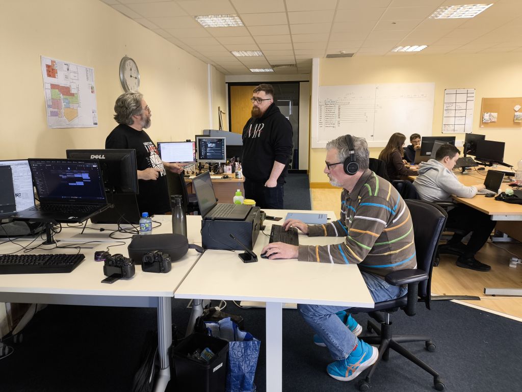 One of our teams at Mersus Technologies collaborating during a GameJam team-building event, fostering creativity and innovation through game development.